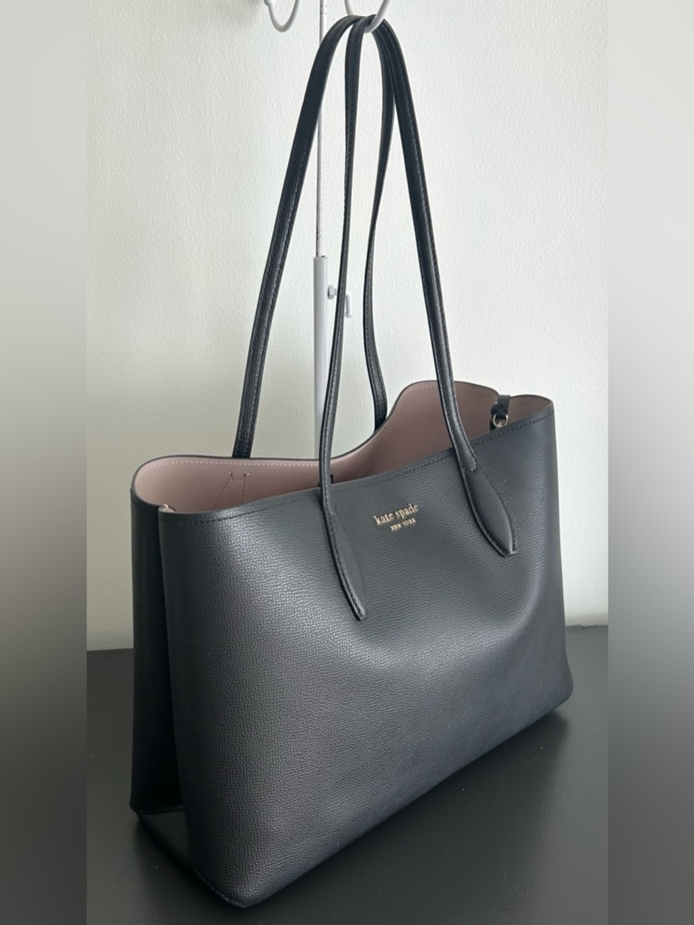 Kate Spade Black Leather Tote Bag set with Polka Dot Wristlet Wallet - Picture 5 of 12